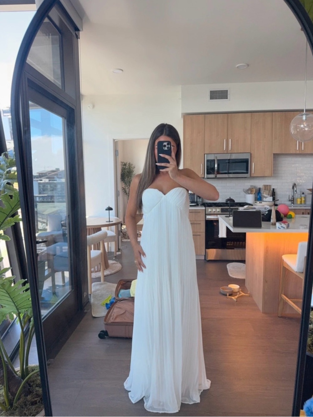 New Elegant Lulu Remley White Pleated Strapless Maxi Dress S 4/6